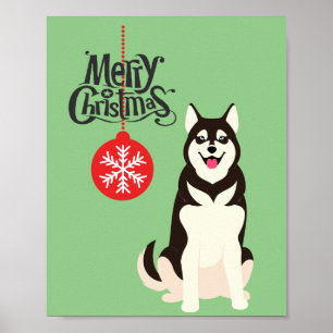 Poster Feriado de Natal Siberian Husky
