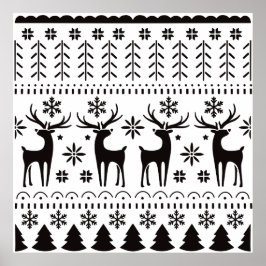 Poster Feriado de Reindeer de Natal para o Folk Modern