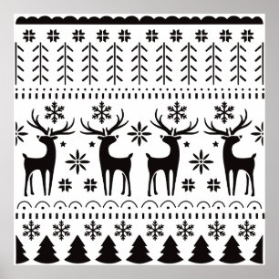 Poster Feriado de Reindeer de Natal para o Folk Modern