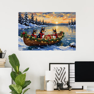 Poster Feriado do barco de Natal Basenji