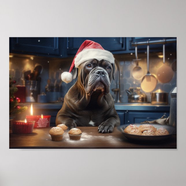 Poster Feriado Festivo de Cookies de Natal Cane Corso (Frente)