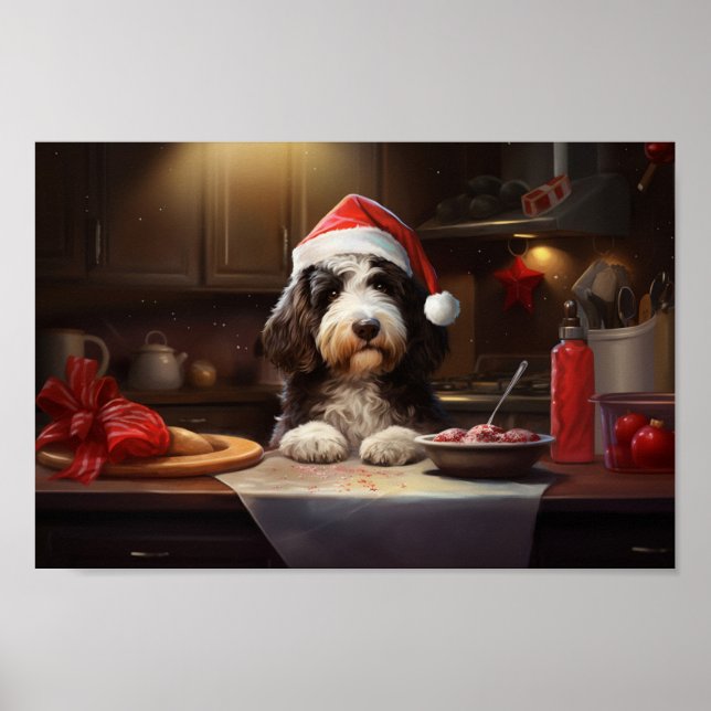 Poster Feriado Festivo de Natal Bernedoodle (Frente)