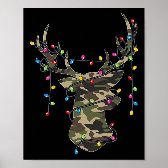 Poster Feriado Natal Camo Caçando Reindeer Deer Xmas (Frente)
