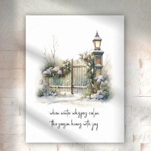 Poster Feriado Nórdico de Cena de Inverno com Aquarelas S
