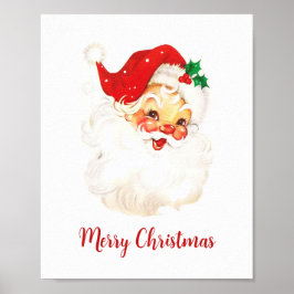Poster Feriado Vermelho Bonito Vintage Papai Noel Natal