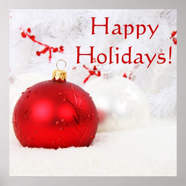 Póster Feriados Felizes E Vermelhos De Natal (Frente)