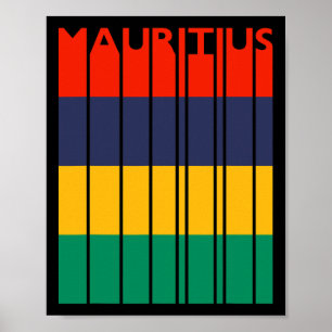 Poster Férias da Bandeira Mauriciana Vintage Maurício