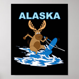 Poster Férias de esqui aquático no Moose Lake, Alasca