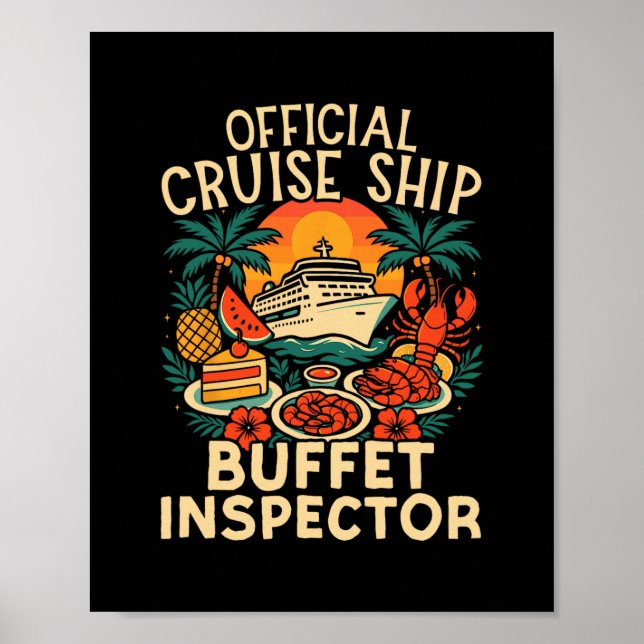 Poster Férias de Navio de Cruzeiro Buffet Oficial de Navi (Frente)