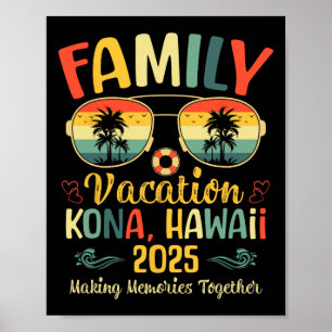 Poster Férias de Verão da Família de Praia de Kona Hawaii