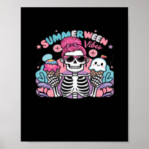 Poster Férias de Verão de IceCream com esqueleto de Summe