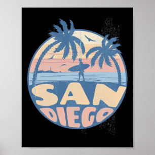 Poster Férias de verão de surf na praia de San Diego Cali