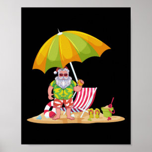 Poster Férias de Verão do Papai Noel Natal Tropical Em