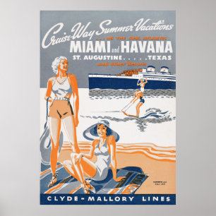 Poster Férias De Verão Em Cruzeiro De 1937 Vintage Flyer