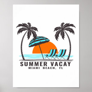 Poster Férias de Verão Miami Beach Flórida EUA Férias na