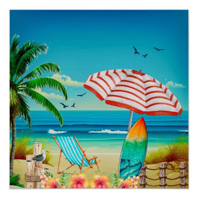 Póster Férias de verão na praia, Relaxação (Frente)