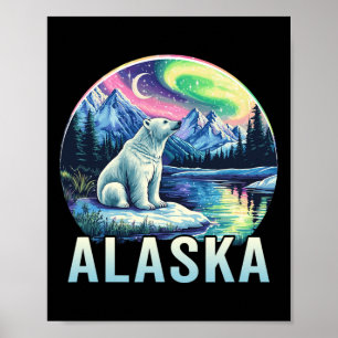 Poster Férias de visualização da aurora boreal do Alasca