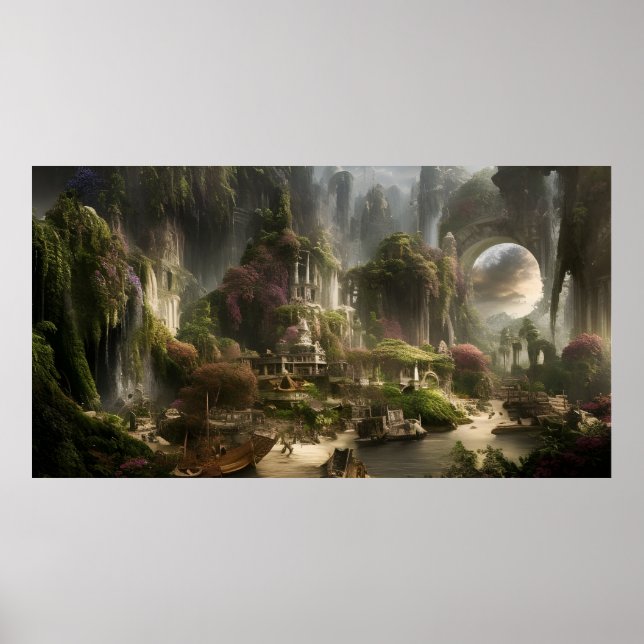 Poster Férias do Hotel Fantasy com uma ponte de pedra (Frente)