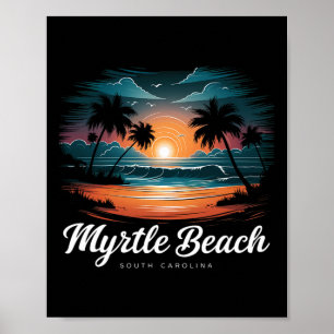 Poster Férias em Família Pôr do Sol Retrô Carolina do Sul