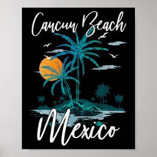 Poster Férias em Família Sol Poente Retrô México Cancun P