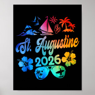 Poster Férias em St. Augustine Flórida 2026 Tie Dye Verão