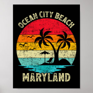 Poster Férias Familiares Vintage Retro Maryland Ocean Cit
