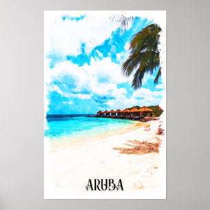 Poster Férias Mínimas da Ilha do Caribe Aruba