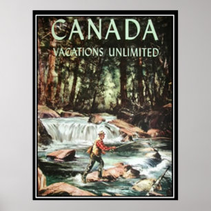 Póster Férias no Canadá Cartaz de Viagem Antigo