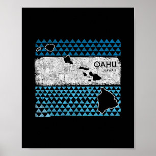 Poster Férias no Vulcão da Ilha Havaiana Oahu Retro