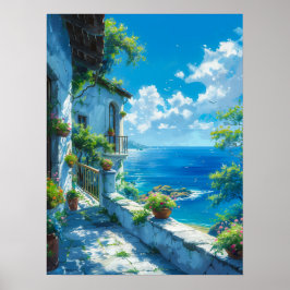 Poster Férias Pacíficas no Verão Azul