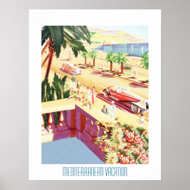 Poster Férias Poster-mediterrânicas da viagens vintage (Frente)