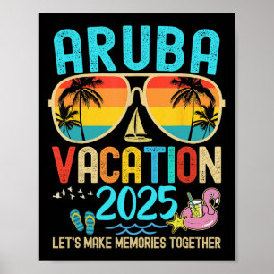 Poster Férias Retro Aruba 2025 Correspondendo Amigos da F