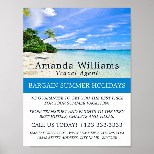 Poster Férias Tropicais, Publicidade de Agência de Viagen (Frente)