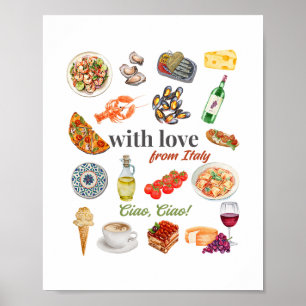 Poster Férias Turísticas Itália Comida Italiana Frutos do