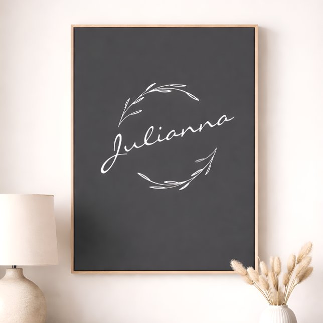 Poster Ferida Botânica Elegante em Cinzas Personalizada (Criador carregado)