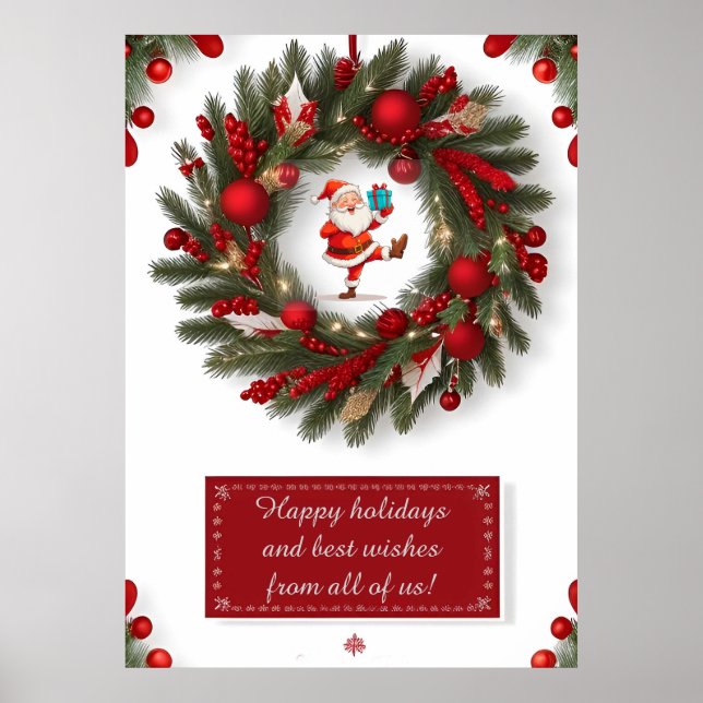 Poster Ferida Decorânea De Natal Com Ornamentos Vermelhos (Frente)