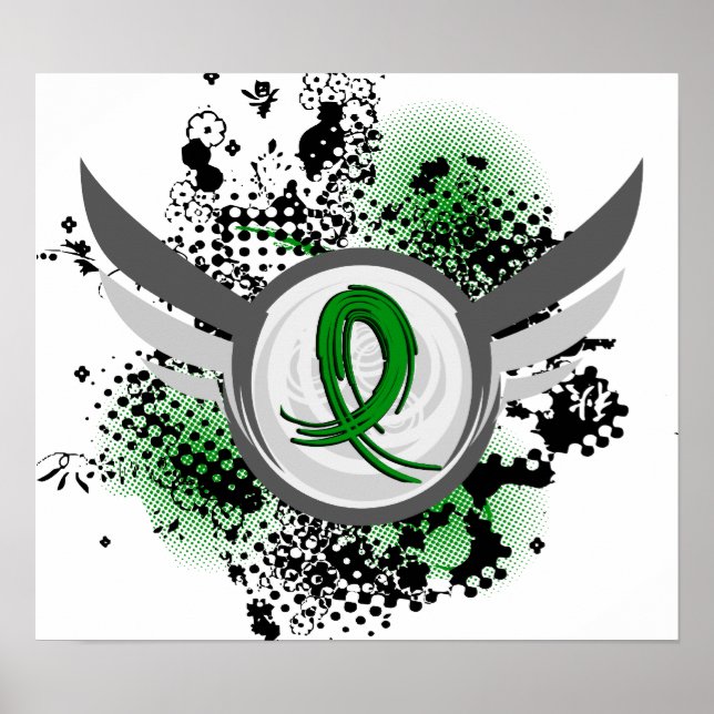 Póster Ferimento Traumático do Cérebro TBI da Grunge Ribb (Frente)