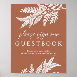 Poster Fern   Símbolo de Livro Convidado para Casamento d