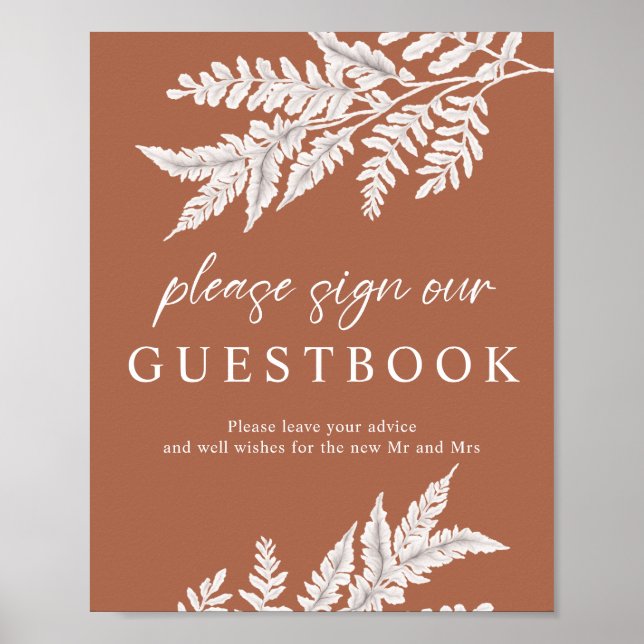 Poster Fern | Símbolo de Livro Convidado para Casamento d (Frente)