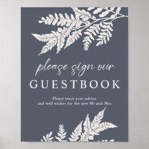 Poster Fern Símbolo de Livro Convidado para Casamento d