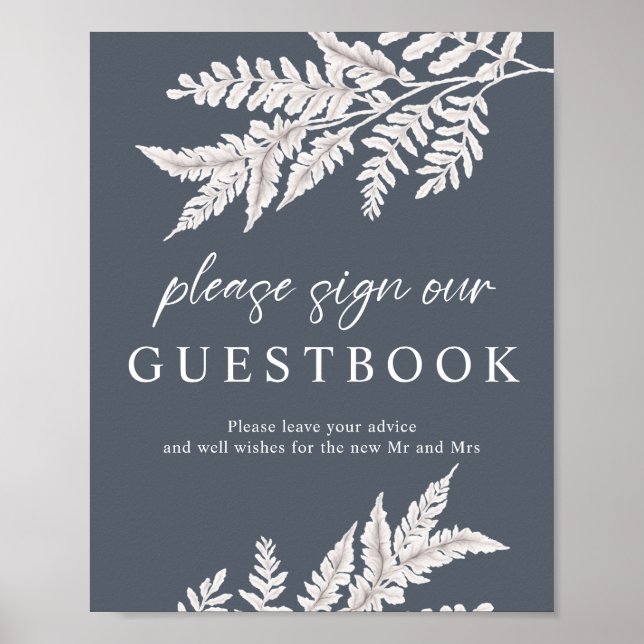 Poster Fern | Símbolo de Livro Convidado para Casamento d (Frente)