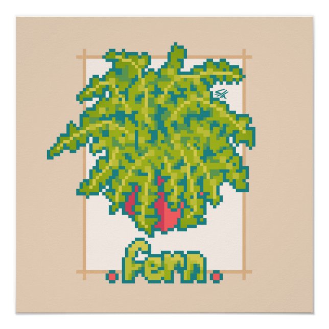 Póster Fern, varen, Pixel Art (Frente)
