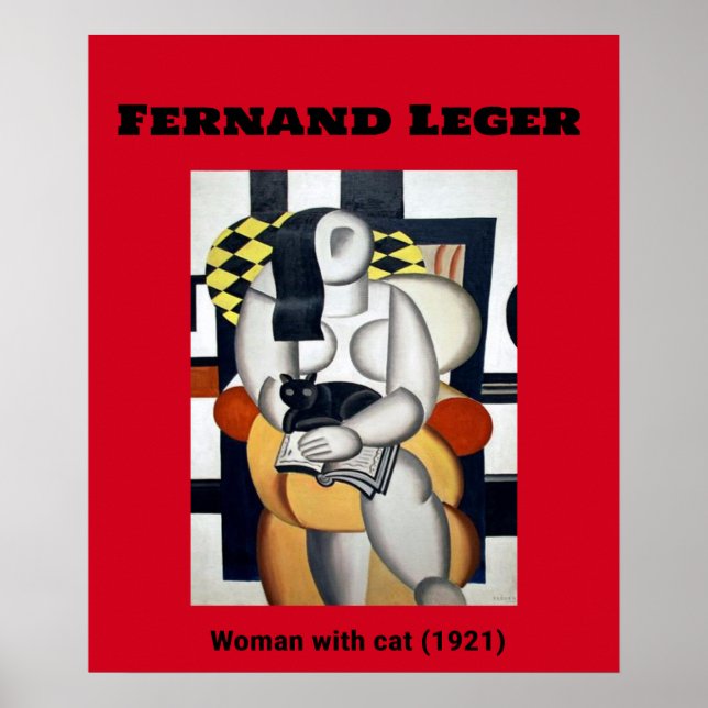 Poster Fernand Leger: Mulher com gato (1921) (Frente)