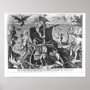 Póster Fernão de Magalhães a bordo seu caravel, 1522