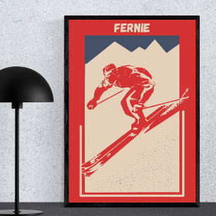 Poster Fernie British Columbia Canada Ski Resort - Retro