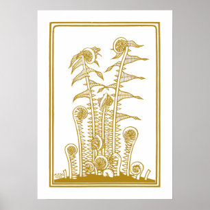 Poster Ferns (1920) por Julie de Graag Vintage Woodcut