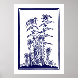 Poster Ferns (1920) por Julie de Graag Vintage Woodcut