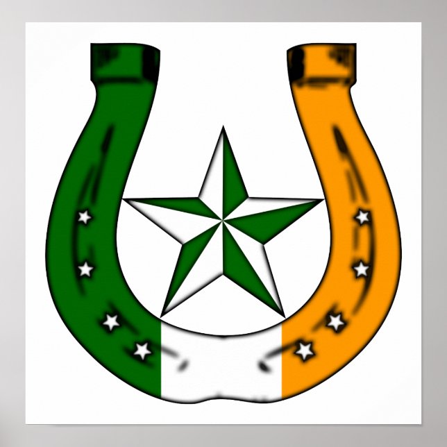 Póster ferradura irlandesa sortuda. (Frente)