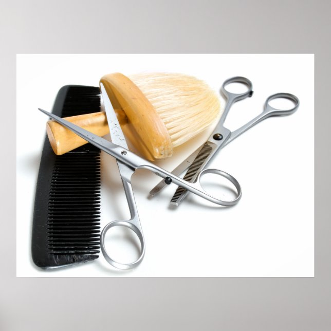Póster Ferramenta antiga do cabeleireiro (Frente)