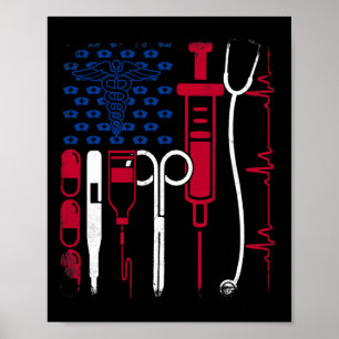 Poster Ferramenta de Enfermeira Orgulho da Bandeira Ameri